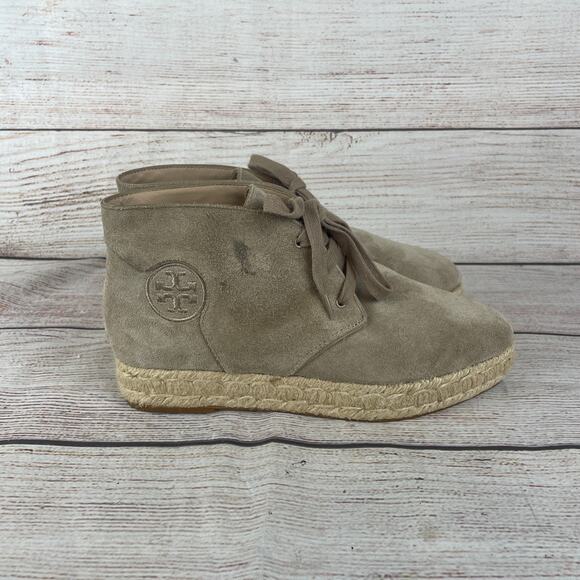 Tory Burch Rios Lace-Up Womens Sz 6.5M Espadrille Booties Tan - Picture 6 of 12